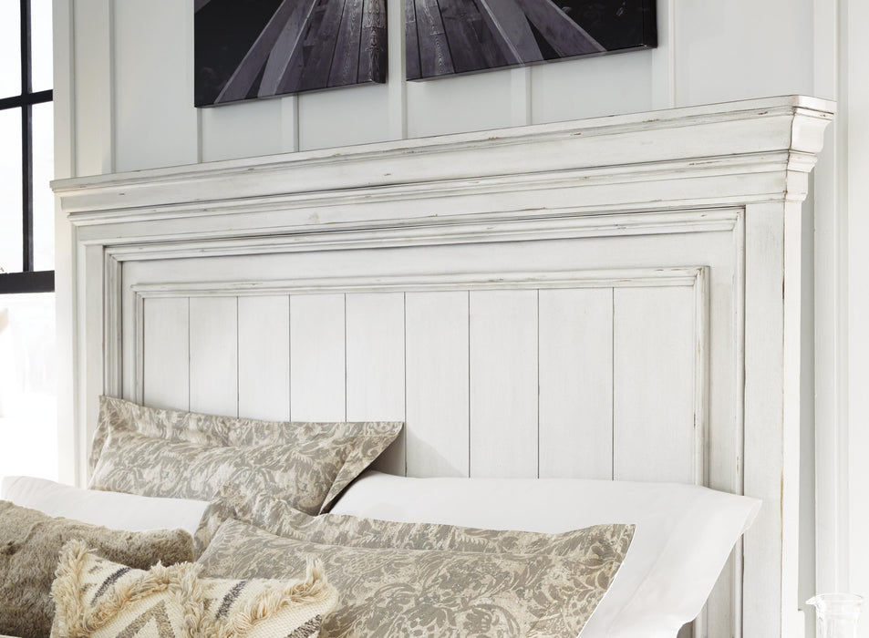 Benchcraft Whitewash California King Panel Bed with Storage Bench