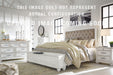 Benchcraft Whitewash California King Panel Bed with Storage Bench