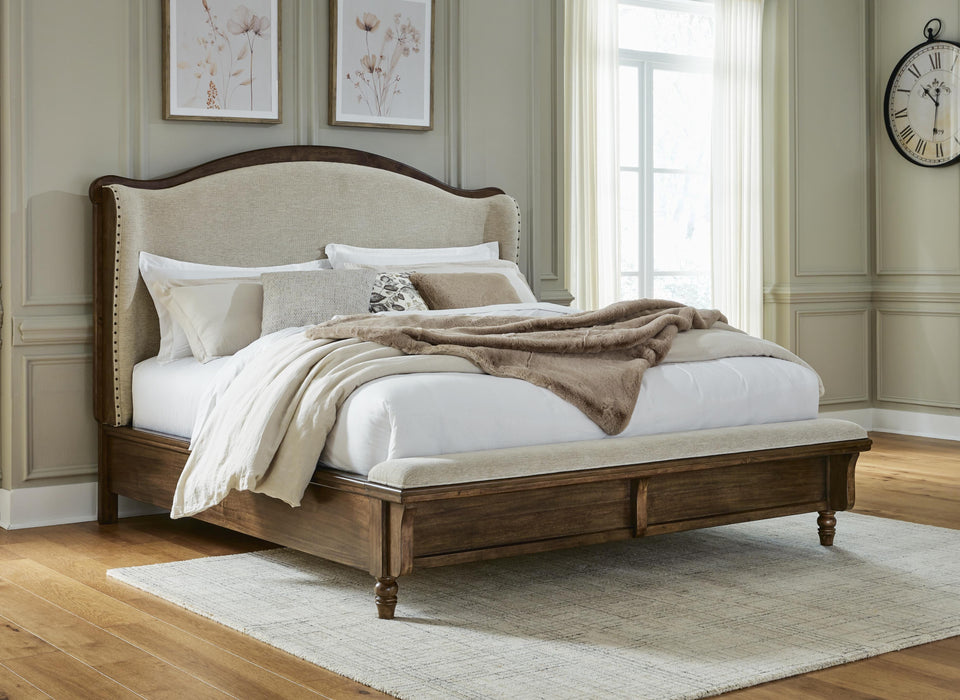 Benchcraft Brown California King Upholstered Panel Bed