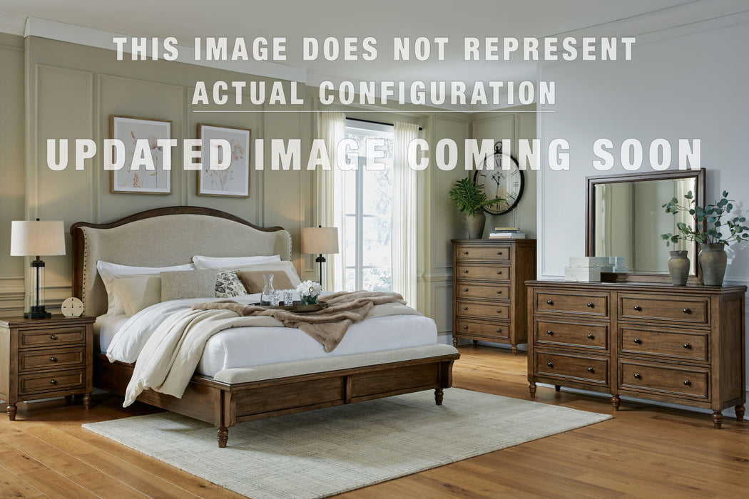 Benchcraft Brown California King Upholstered Panel Bed