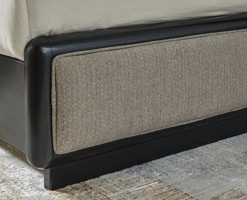 Signature Design Gray/Black California King Upholstered Panel Bed