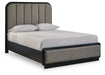 Signature Design Gray/Black Queen Upholstered Panel Bed