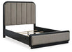 Signature Design Gray/Black Queen Upholstered Panel Bed
