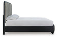 Signature Design Gray/Black Queen Upholstered Panel Bed