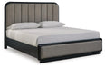 Signature Design Gray/Black California King Upholstered Panel Bed