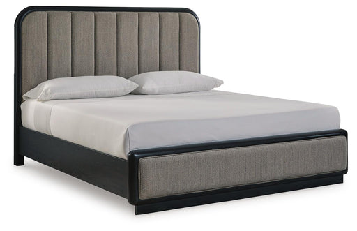 Signature Design Gray/Black California King Upholstered Panel Bed