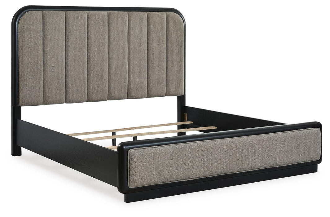 Signature Design Gray/Black California King Upholstered Panel Bed