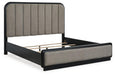 Signature Design Gray/Black California King Upholstered Panel Bed