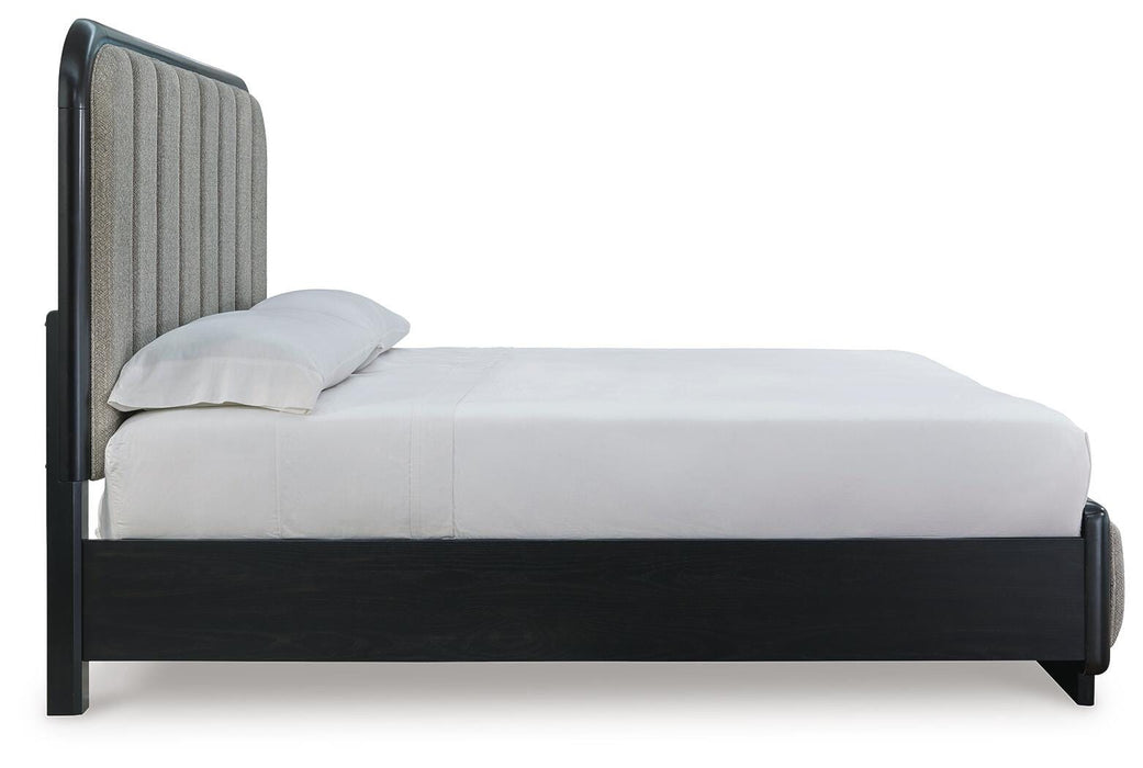 Signature Design Gray/Black California King Upholstered Panel Bed