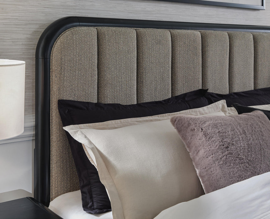 Signature Design Gray/Black California King Upholstered Panel Bed