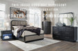 Signature Design Gray/Black Queen Upholstered Panel Bed