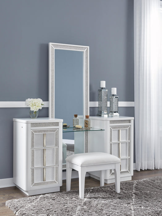 Signature Design White Vanity with Mirror