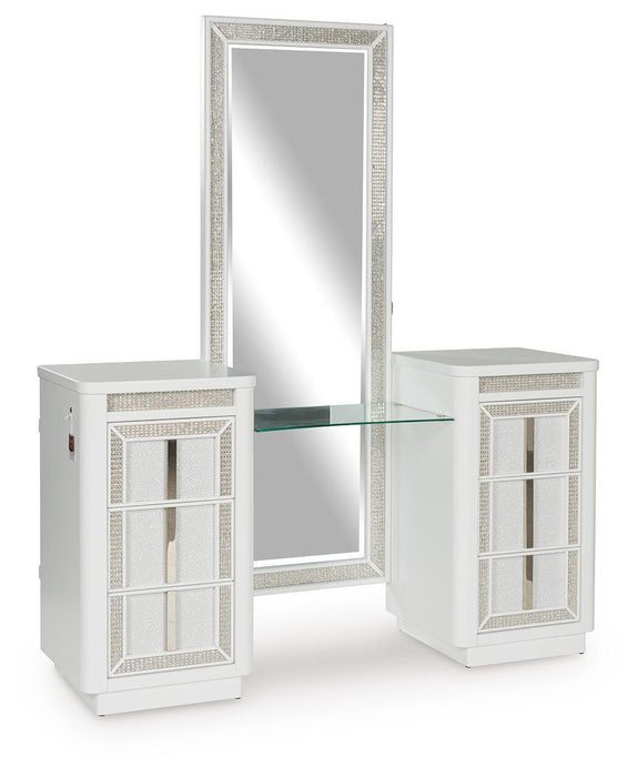 Signature Design White Vanity with Mirror