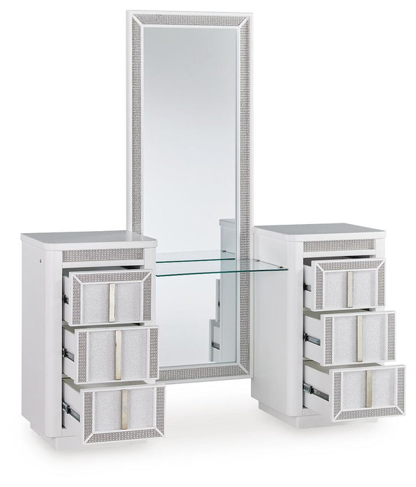 Signature Design White Vanity with Mirror