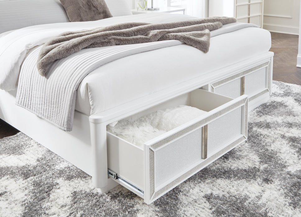 Signature Design White California King Upholstered Storage Bed