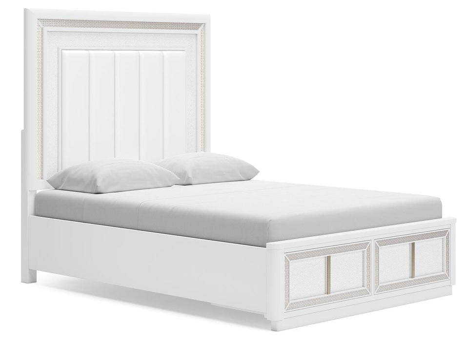 Signature Design White Queen Upholstered Storage Bed