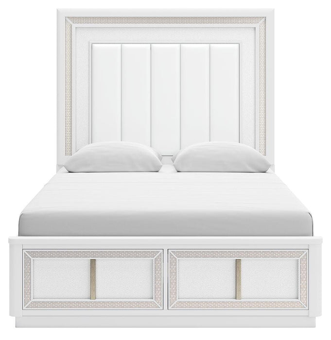 Signature Design White Queen Upholstered Storage Bed