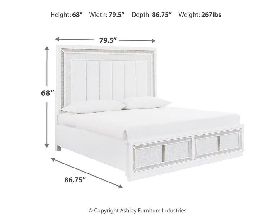 Signature Design White King Upholstered Storage Bed