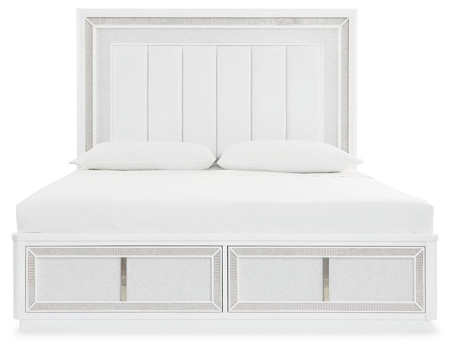 Signature Design White California King Upholstered Storage Bed