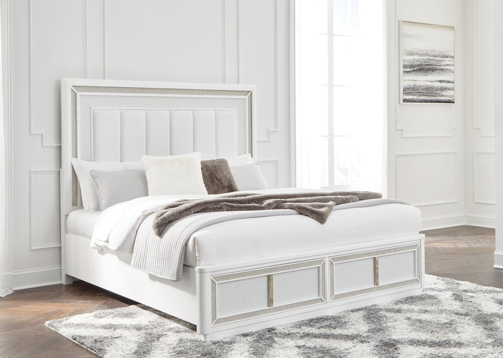 Signature Design White King Upholstered Storage Bed