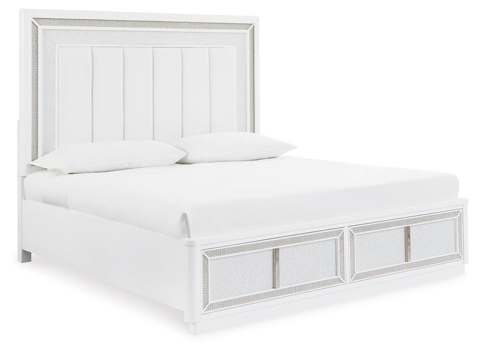 Signature Design White King Upholstered Storage Bed