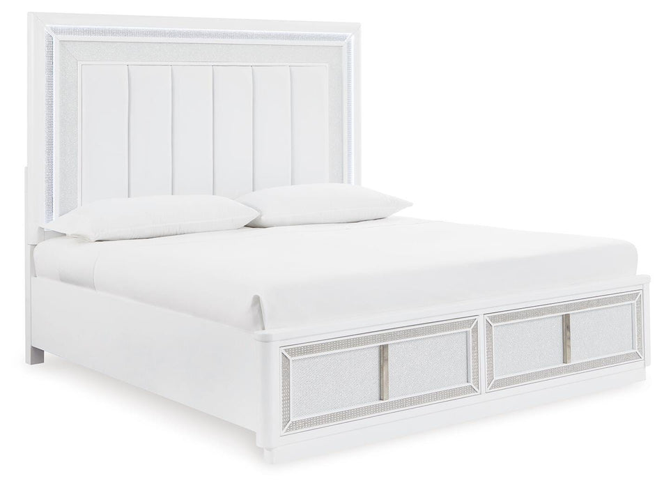 Signature Design White California King Upholstered Storage Bed