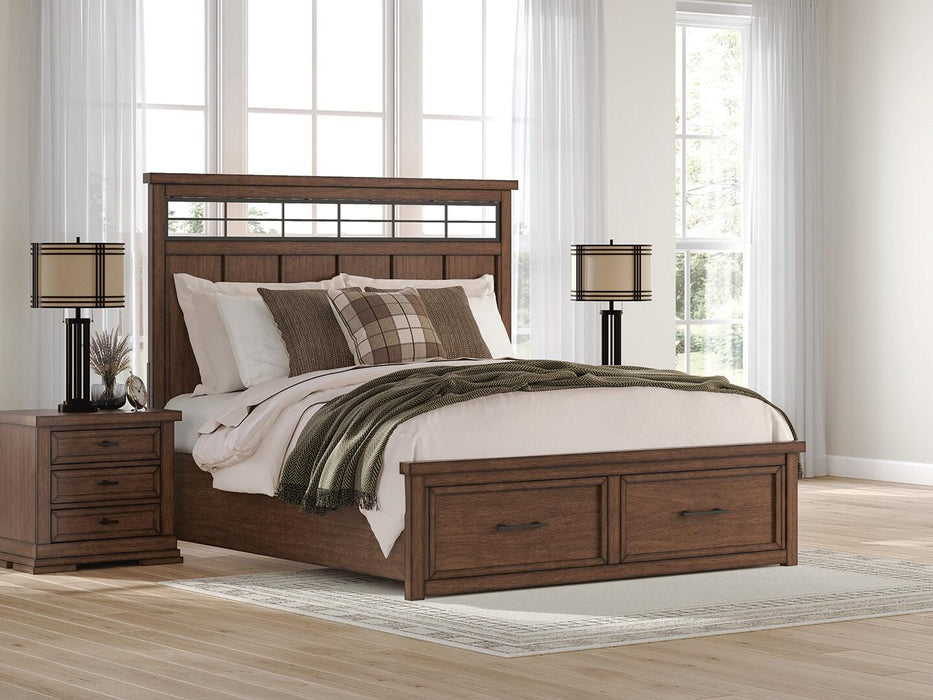 Signature Design Medium Brown King Panel Storage Bed