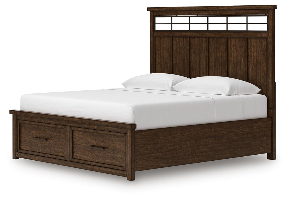 Signature Design Medium Brown King Panel Storage Bed
