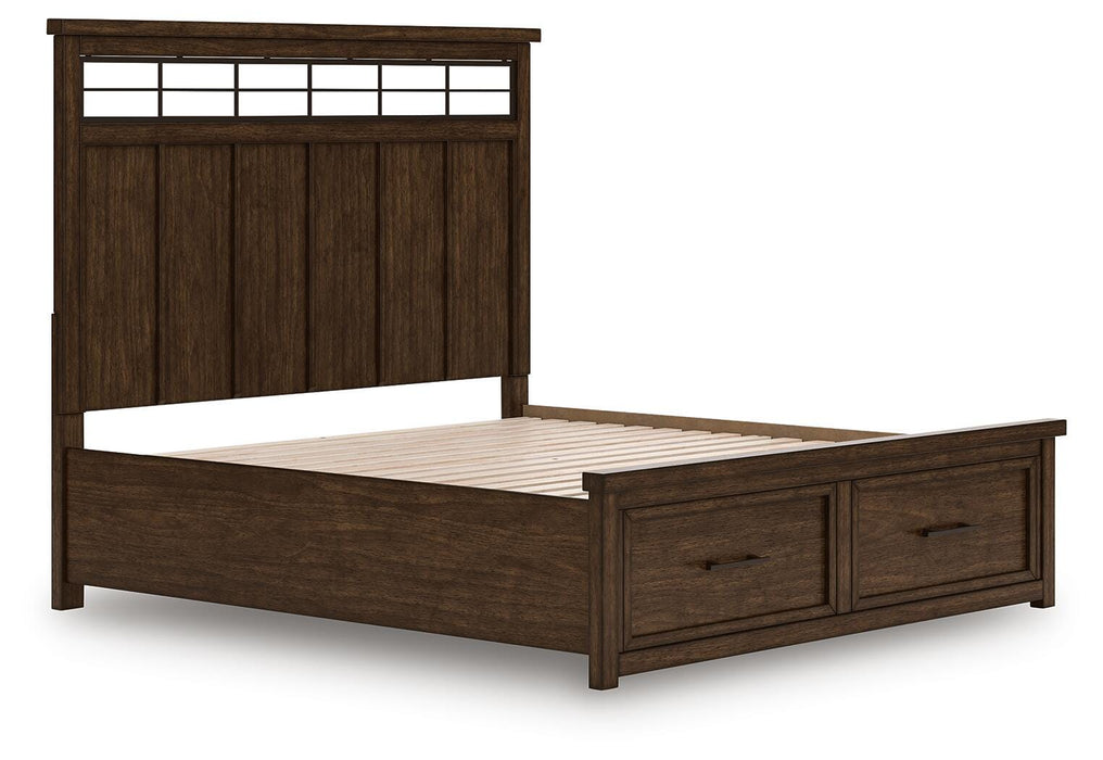 Signature Design Medium Brown King Panel Storage Bed