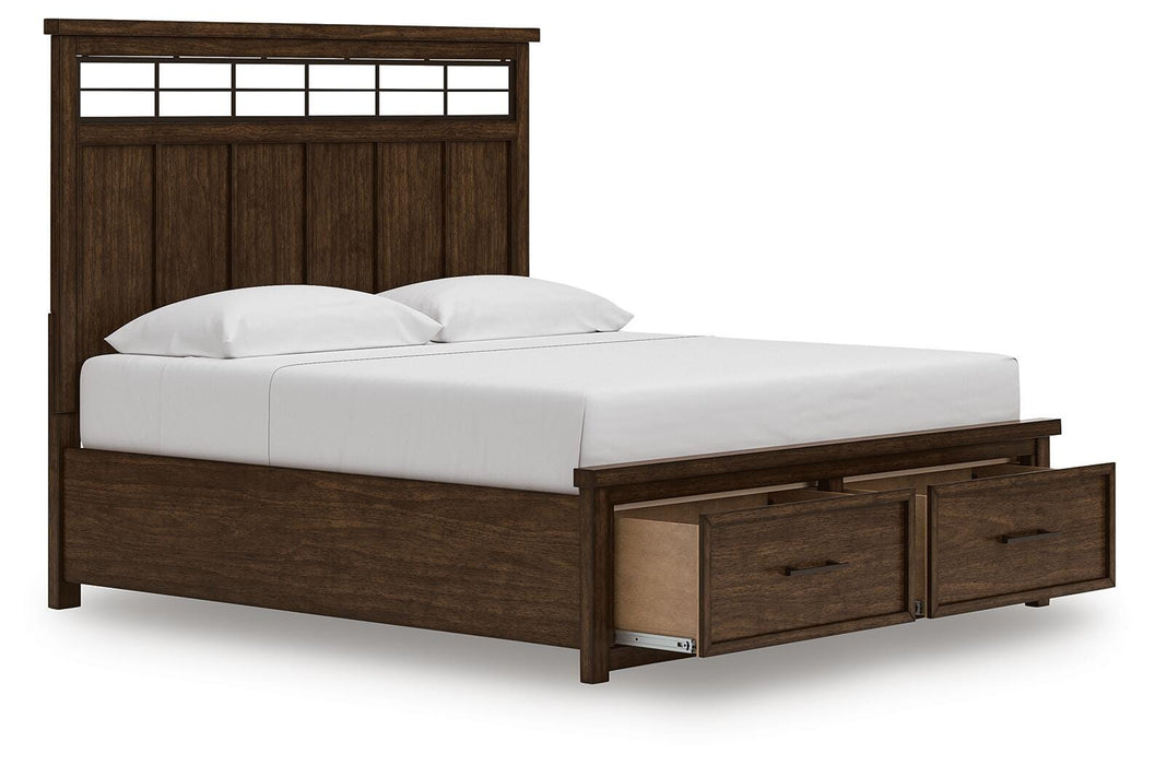 Signature Design Medium Brown King Panel Storage Bed