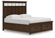 Signature Design Medium Brown King Panel Storage Bed