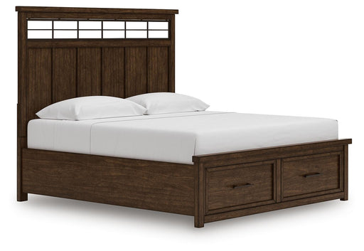 Signature Design Medium Brown King Panel Storage Bed