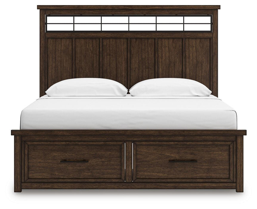 Signature Design Medium Brown King Panel Storage Bed