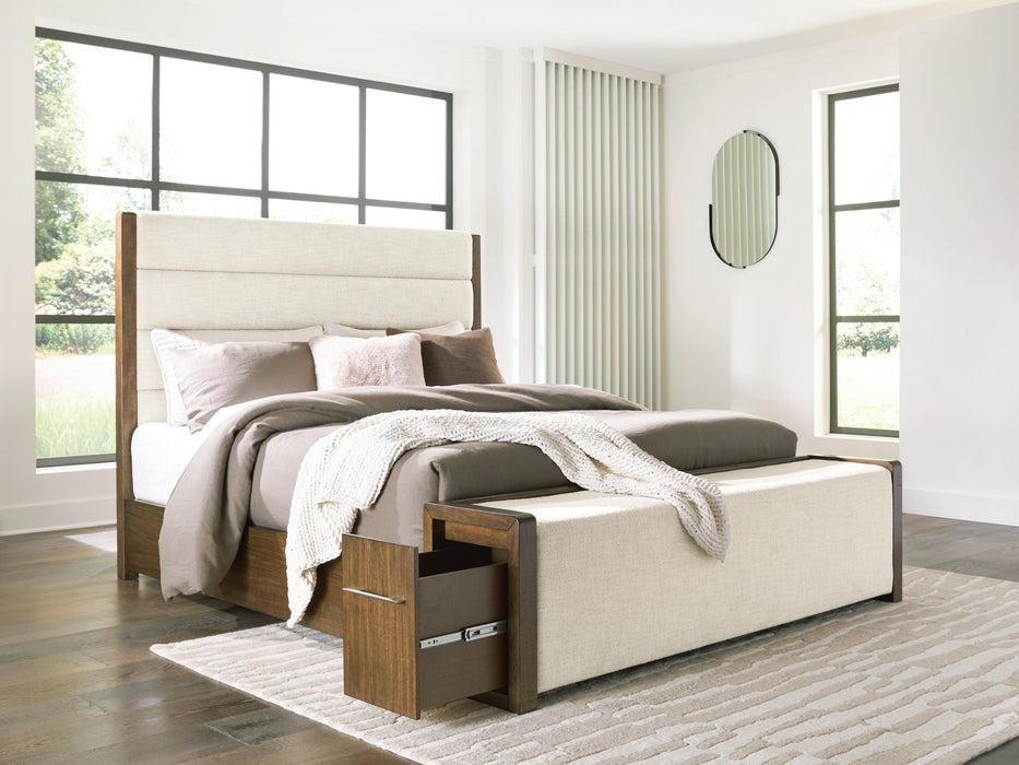 Benchcraft Brown Queen Upholstered Storage Bed