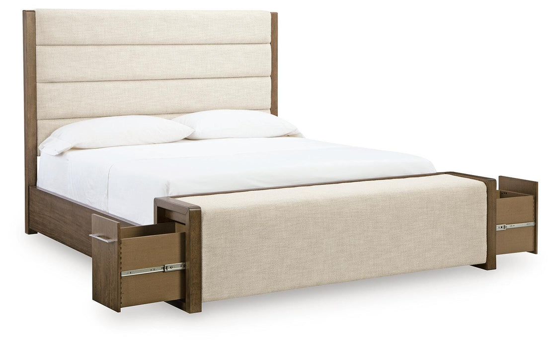 Benchcraft Brown King Upholstered Storage Bed