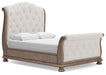 Signature Design Light Brown Queen Upholstered Sleigh Bed