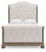 Signature Design Light Brown Queen Upholstered Sleigh Bed