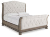 Signature Design Light Brown King Upholstered Sleigh Bed