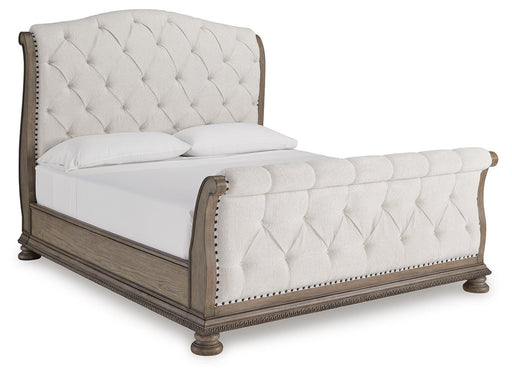 Signature Design Light Brown California King Upholstered Sleigh Bed