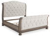 Signature Design Light Brown King Upholstered Sleigh Bed