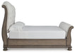 Signature Design Light Brown King Upholstered Sleigh Bed
