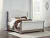 Signature Design Light Brown King Upholstered Sleigh Bed