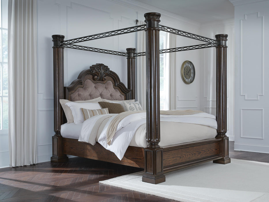 Signature Design Dark Brown King Canopy Bed