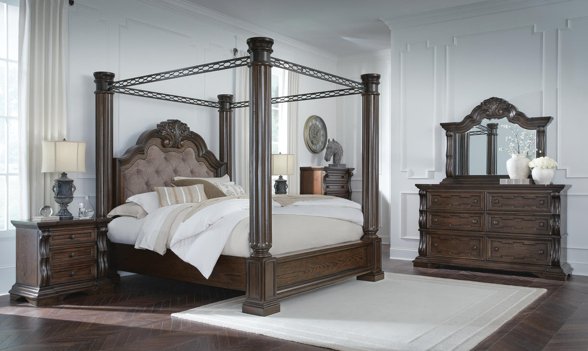 Signature Design Dark Brown King Canopy Bed