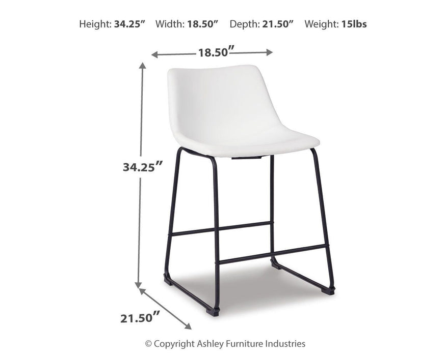 Signature Design White Upholstered Barstool (2/CN)