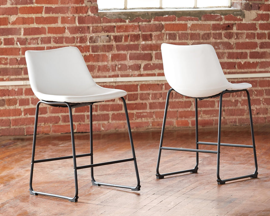 Signature Design White Upholstered Barstool (2/CN)