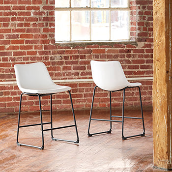 Signature Design White Upholstered Barstool (2/CN)
