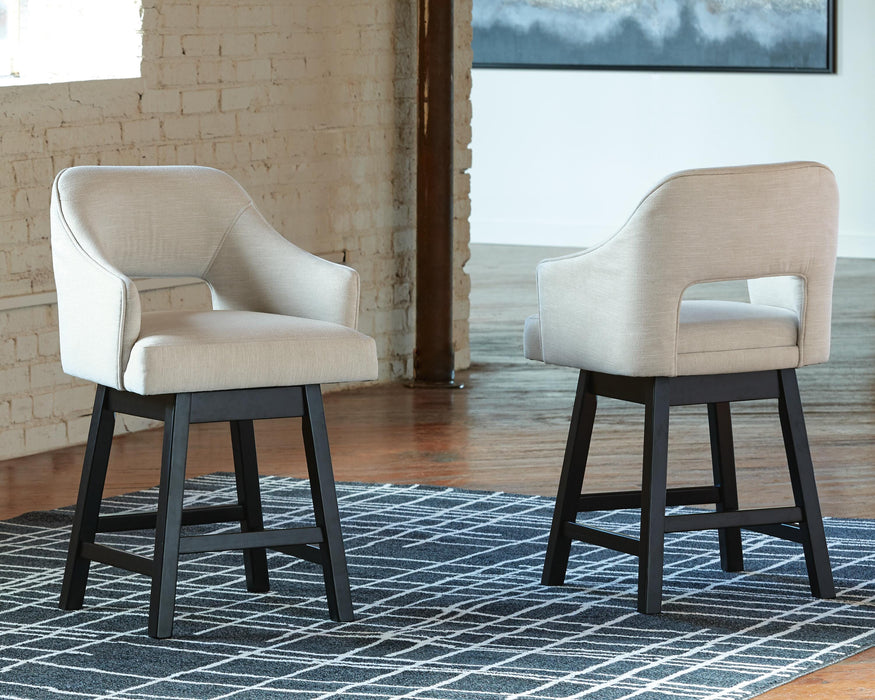 Signature Design Linen/Brown UPH Swivel Barstool (2/CN)