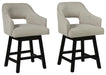 Signature Design Linen/Brown UPH Swivel Barstool (2/CN)