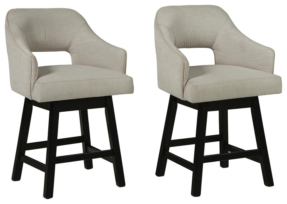 Signature Design Linen/Brown UPH Swivel Barstool (2/CN)